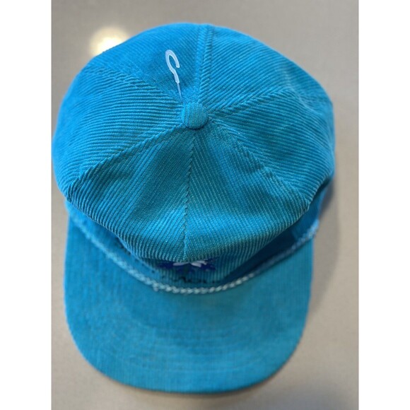 80s/90s VTG SILVER MOUNTAIN CORDUROY Turquoise Hat Ski Lodge Strap Back Idaho - Picture 2 of 6